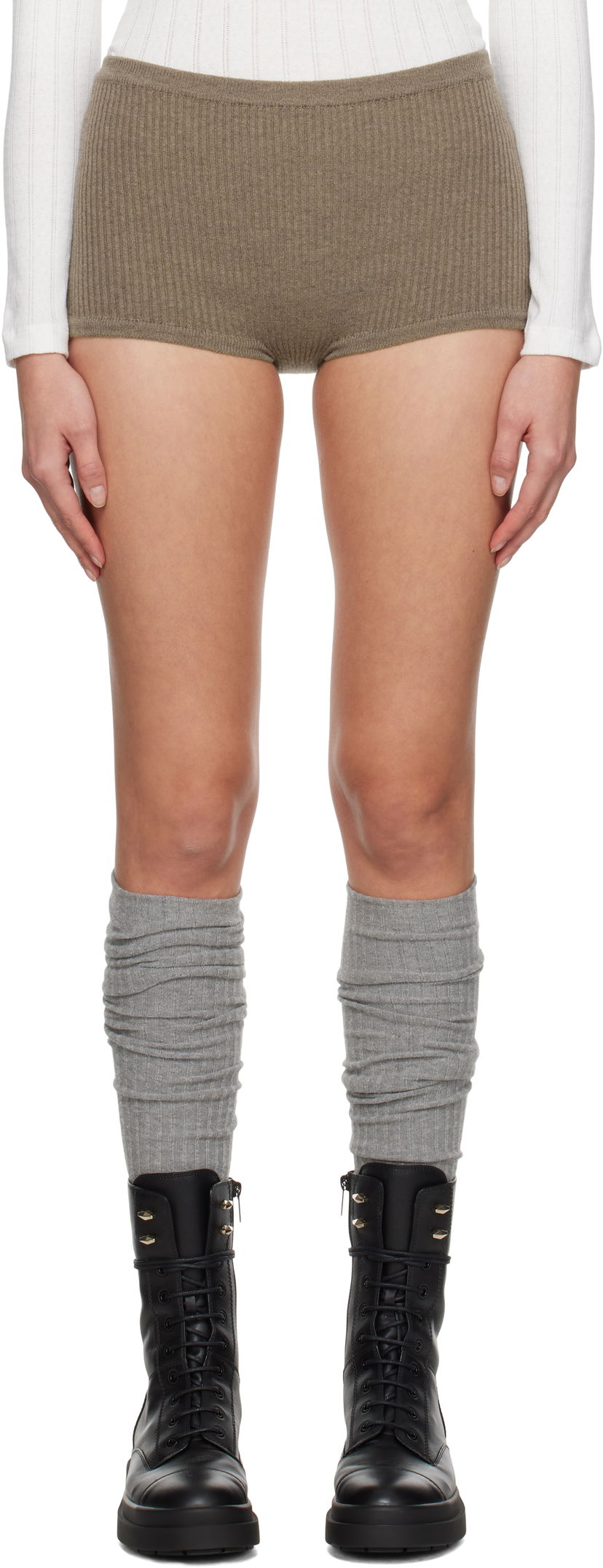 Trusser Max Mara Weekend Max Mara Ersilia Knit Shorts Brun | 2425336013600