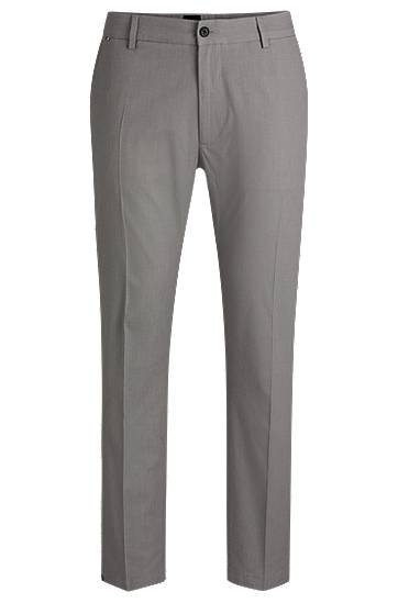 Bukser BOSS Regular Fit Micro-Patterned Stretch Cotton Trousers Grå | 50534880, 0