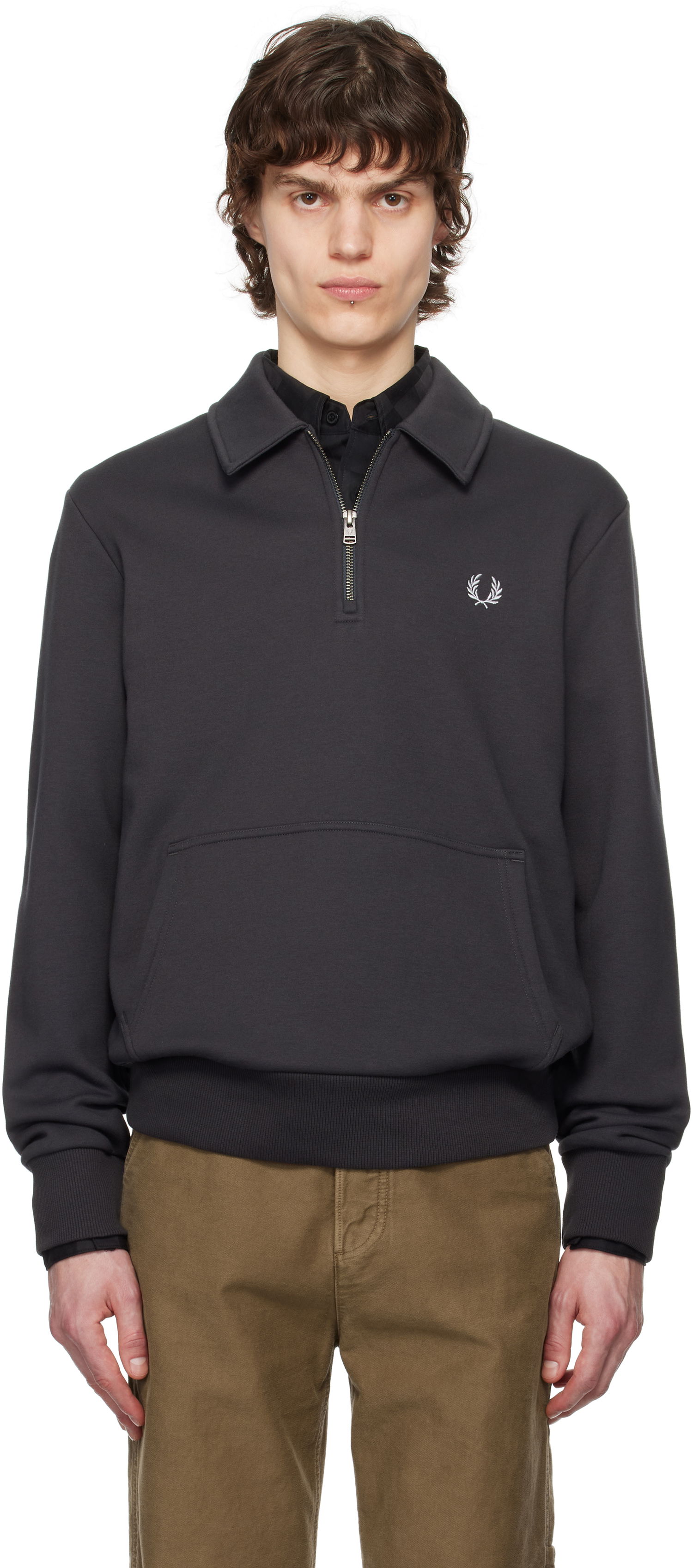 Sweatshirt Fred Perry Fred Perry Half-Zip Fleece Sweatshirt Grå | M8637, 0