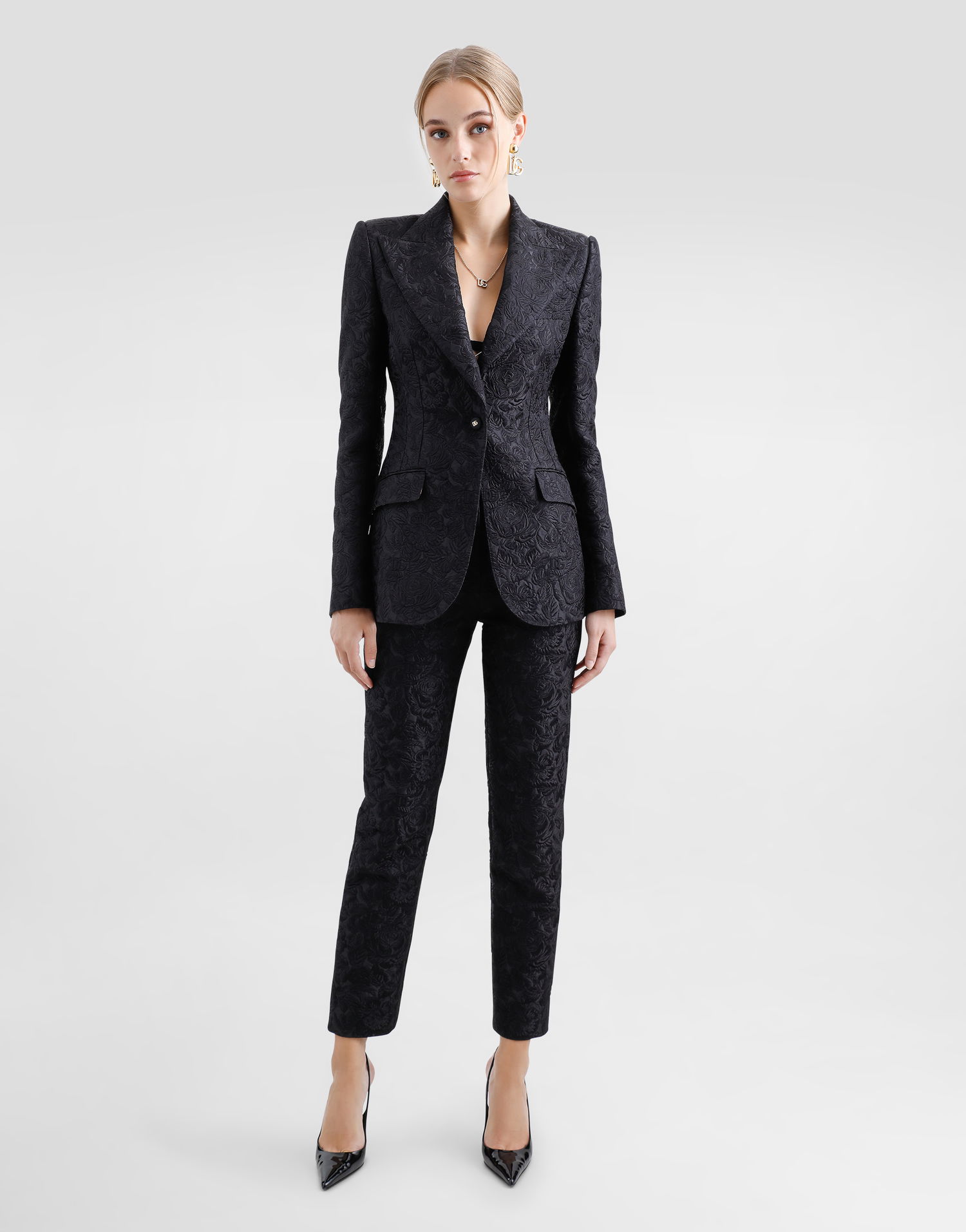 Bukser Dolce & Gabbana Dolce & Gabbana Tailored Quilted Floral Jacquard Pants Sort | FTAM2THJMQKN0000, 1