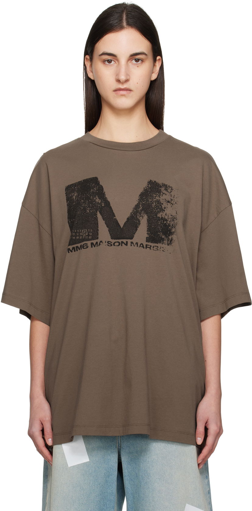T-shirt Maison Margiela MM6 Maison Margiela Sunbleached Logo T-Shirt Brun | S52GC0342 S24312