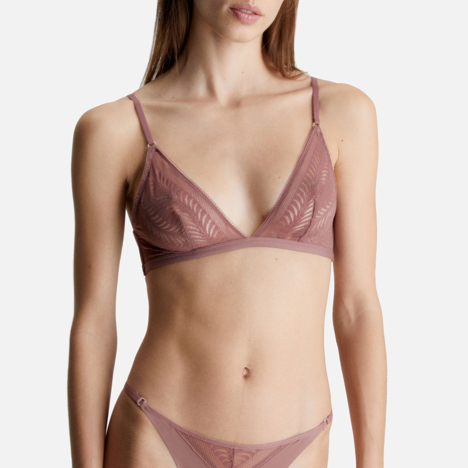Undertøj og sokker CALVIN KLEIN Sculpt Jersey and Lace Unlined Triangle Bra Beige | 000QF7540ELKO, 1