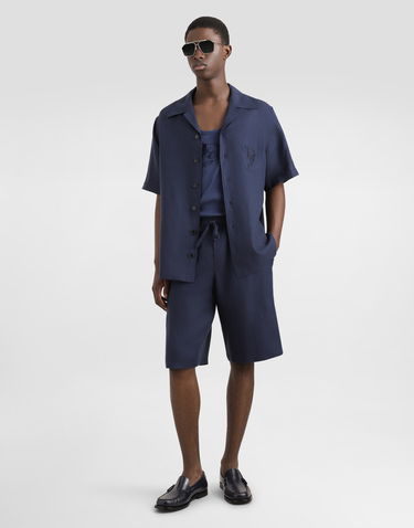 Shorts Dolce & Gabbana Dolce & Gabbana Linen Shorts with Drawstring Mørkeblå | GV37AZFU4LGB0665, 1