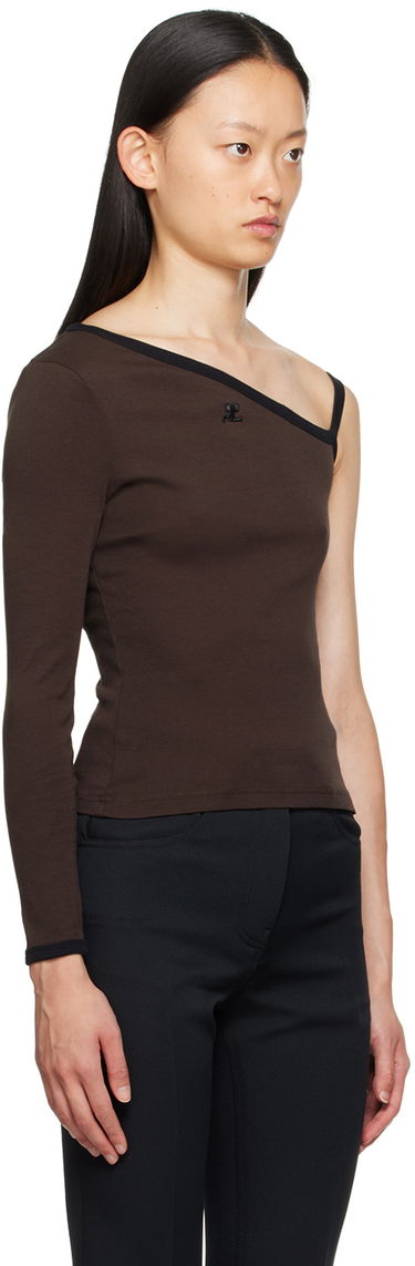 T-shirt Courrèges Single-Shoulder Slim-Fit T-Shirt Brun | 323JTO209JS0070, 1