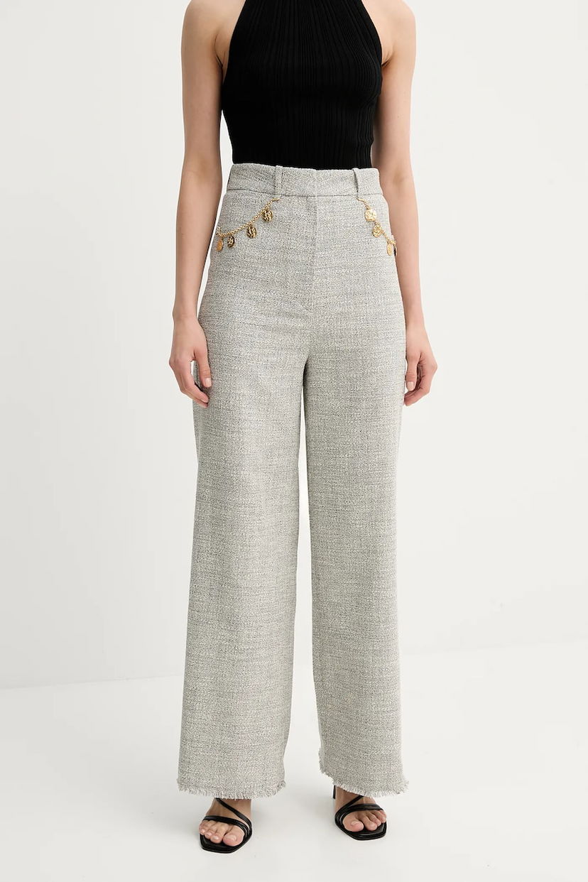 Bukser Nanushka Nanushka ALANDRA High-Waist Wide-Leg Pants Grå | NW25SSPA30399