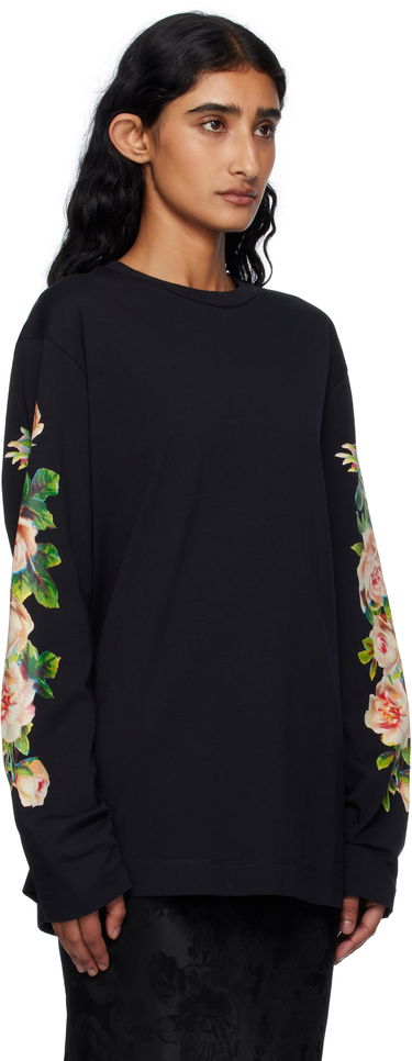 T-shirt Simone Rocha Simone Rocha Rose Bouquet Long Sleeve T-shirt Sort | 5194P52-W 0569, 1