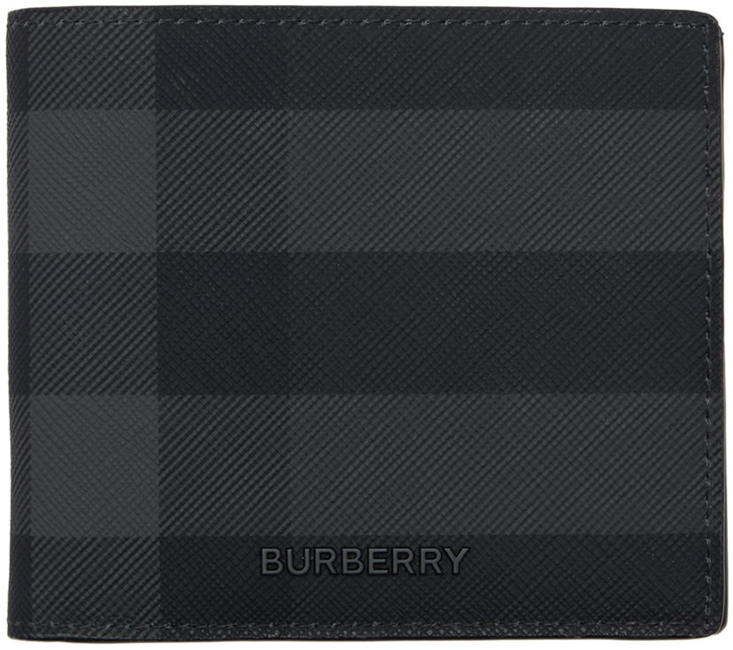 Tegnebog Burberry Black & Gray Check Bifold Coin Wallet Sort | 8100529