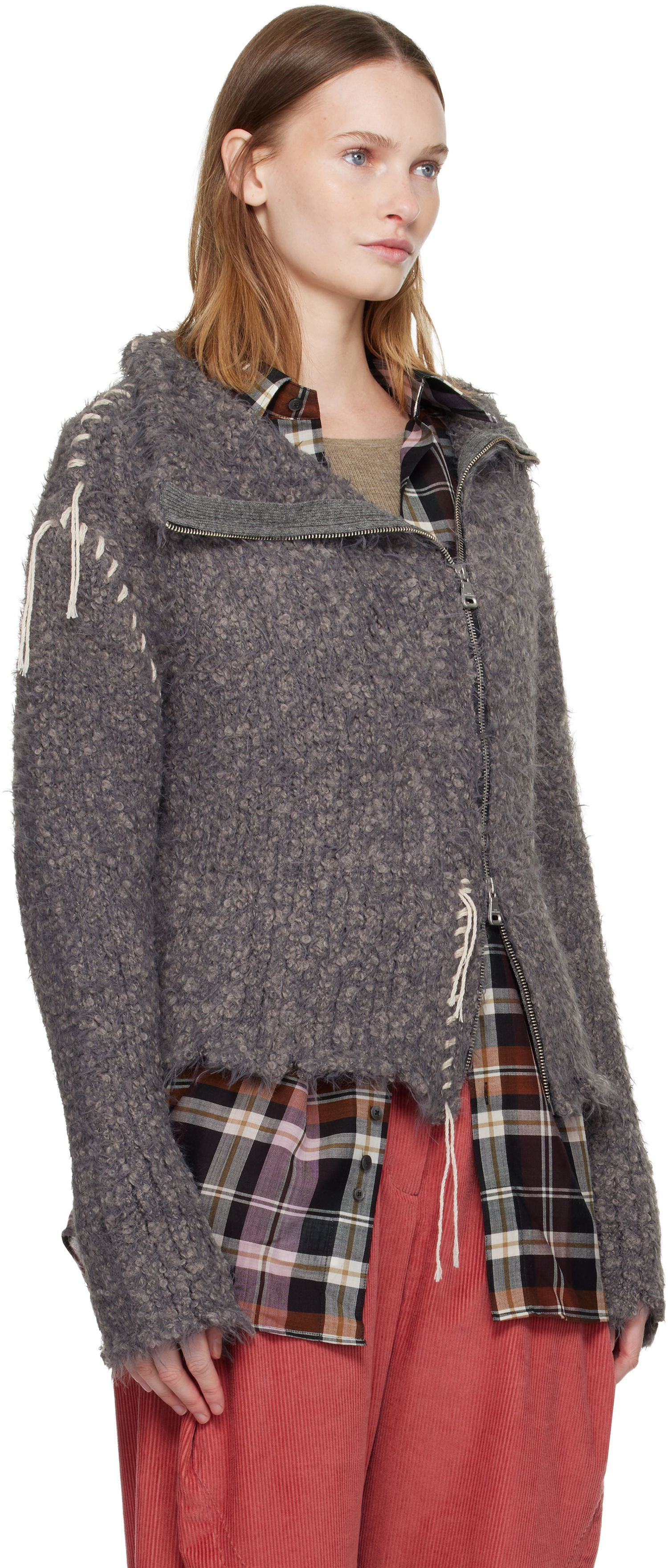 Jakke Andersson Bell Harlow Damaged Knit Jacket Grå | atb1388w, 1