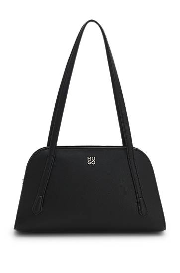 Skuldertaske BOSS Grained faux-leather shoulder bag with stacked-logo hardware Sort | 50552482, 0
