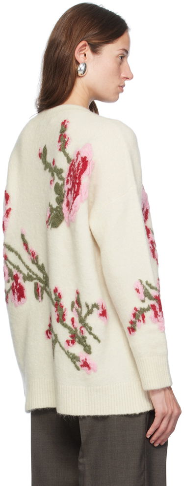 Sweater Blumarine Blumarine Jacquard Rose Crewneck Sweater Hvid | A422M490A, 2