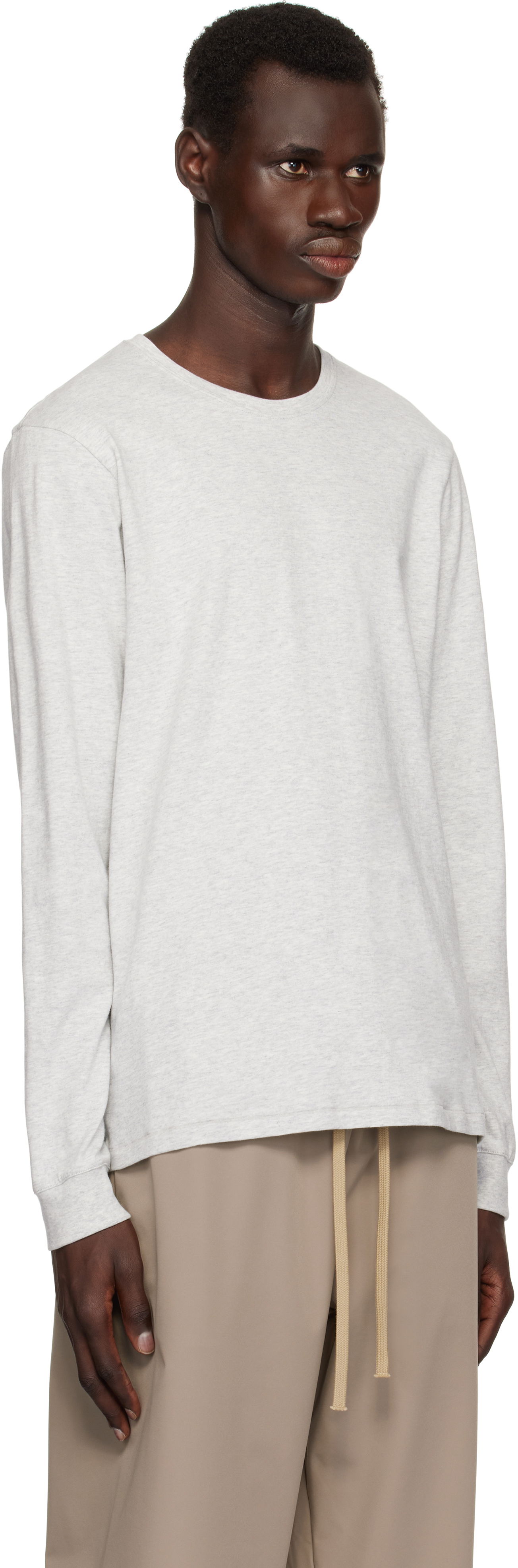 T-shirt SKIMS SKIMS Cotton Classic Long Sleeve T-Shirt Grå | LS-LST-6350M-LIGHT HEATHER GREY, 1