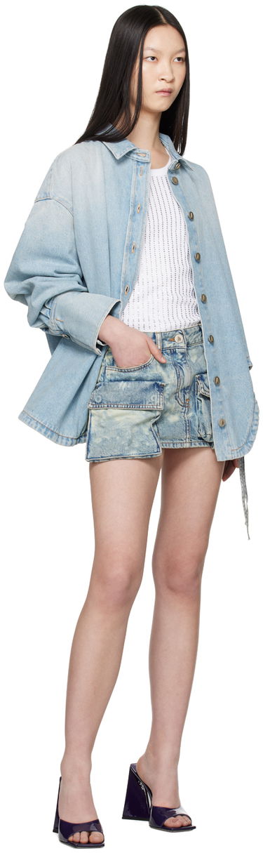 Skjorte The Attico Attico Oversized Denim Shirt Blå | 247WCB68 D049, 4