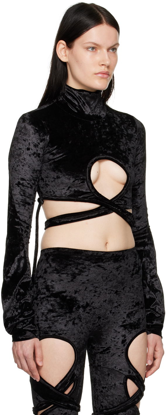 Crop top Ottolinger Ottolinger Velvet Wrap Turtleneck Top Sort | 401701, 1
