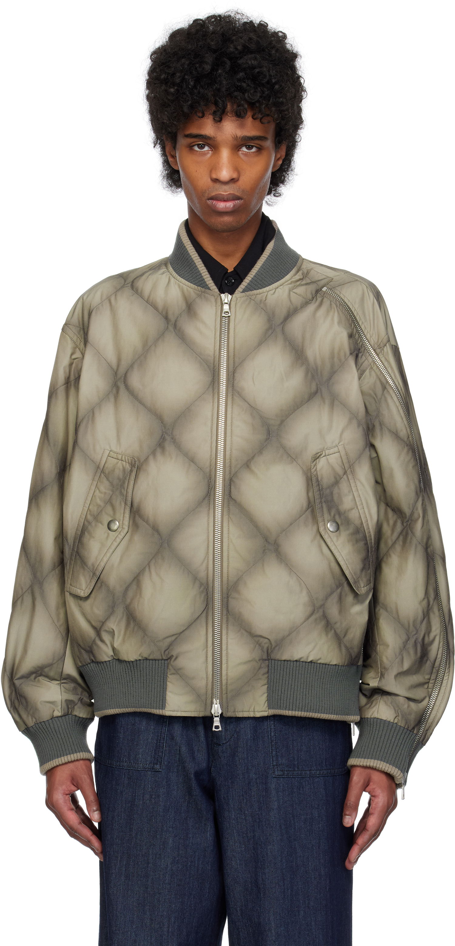 Bomberjakke Dries Van Noten Dries Van Noten Duck Canvas Bomber Jacket Grøn | 251-020537-1026, 0