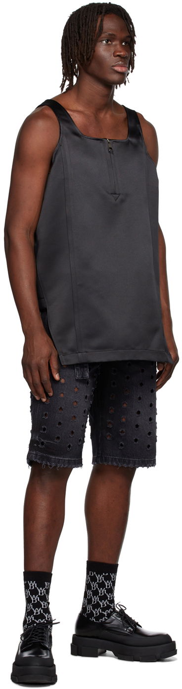 Tanktop We11done We11done Zip-Front Satin Tank Top Sort | WD-BL1-22-129-M-BK, 3