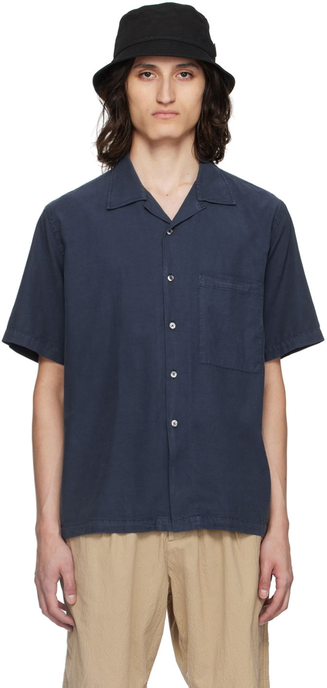 Skjorte Universal Works Universal Works Camp II Shirt Mørkeblå | 30269