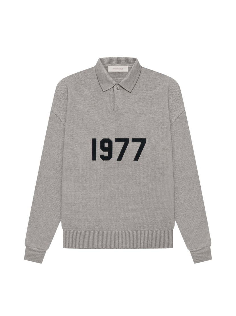 Polo skjorte Fear of God Essentials Knit L/S Polo Dark Oatmeal Grå | 192BT212181F