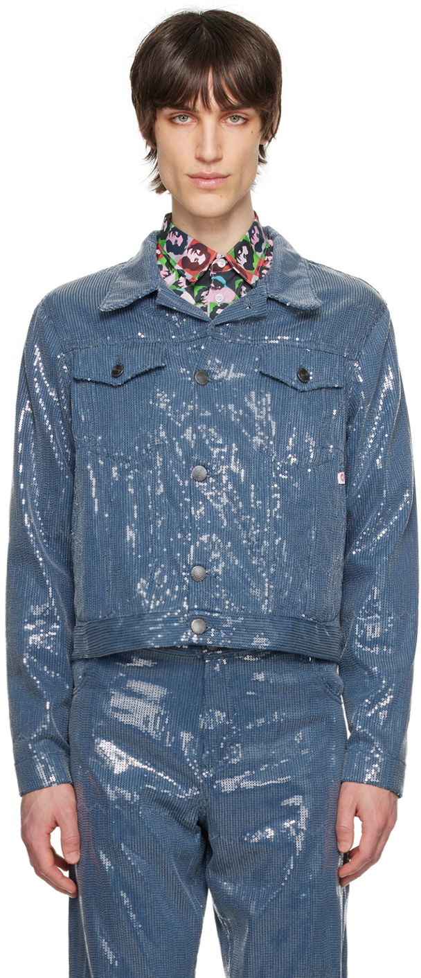 Jakke Charles Jeffrey Loverboy Sequined Denim Jacket Blå | 44010503