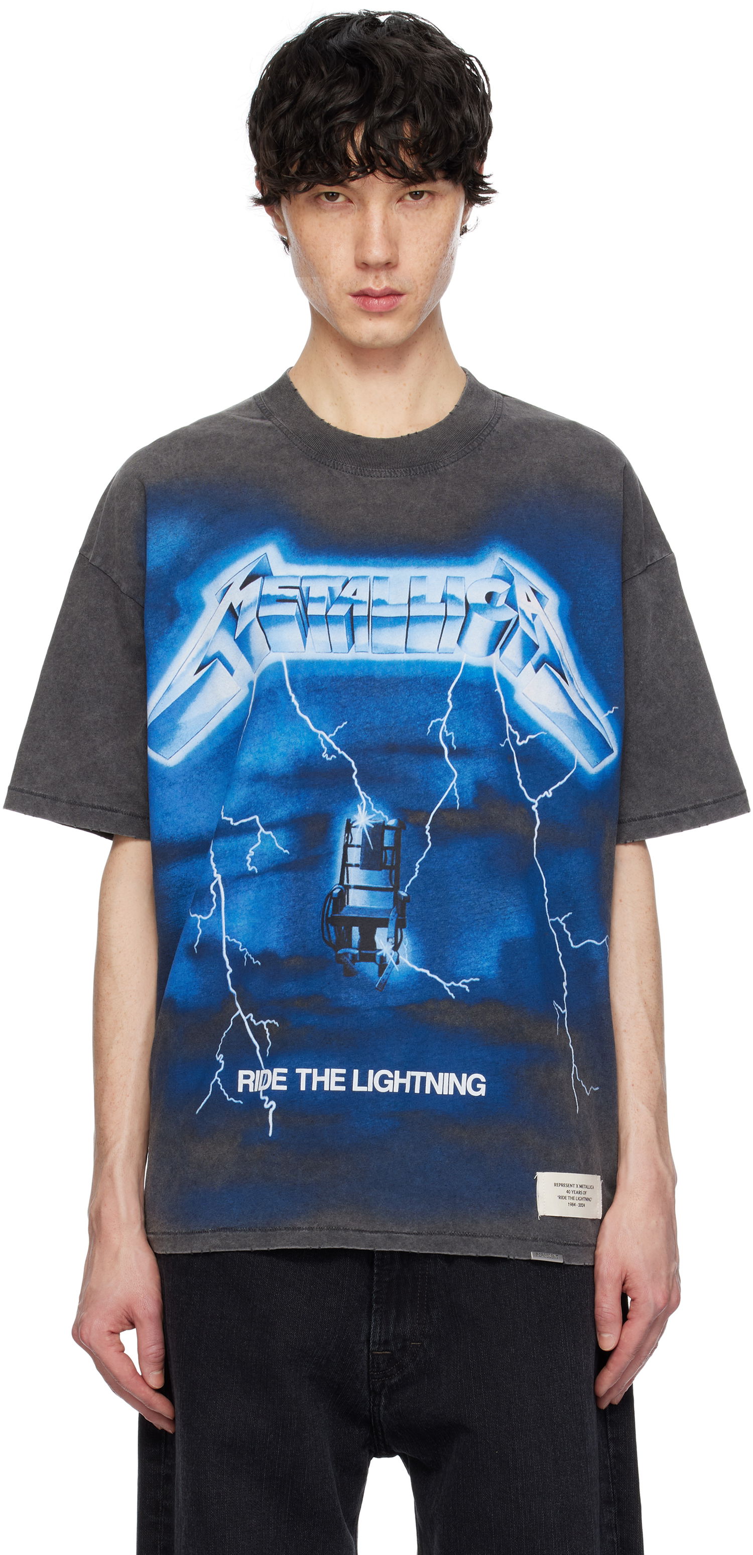T-shirt Represent Clo Represent x Metallica 'Ride The Lightning' Graphic Tee Grå | MLM4356, 0