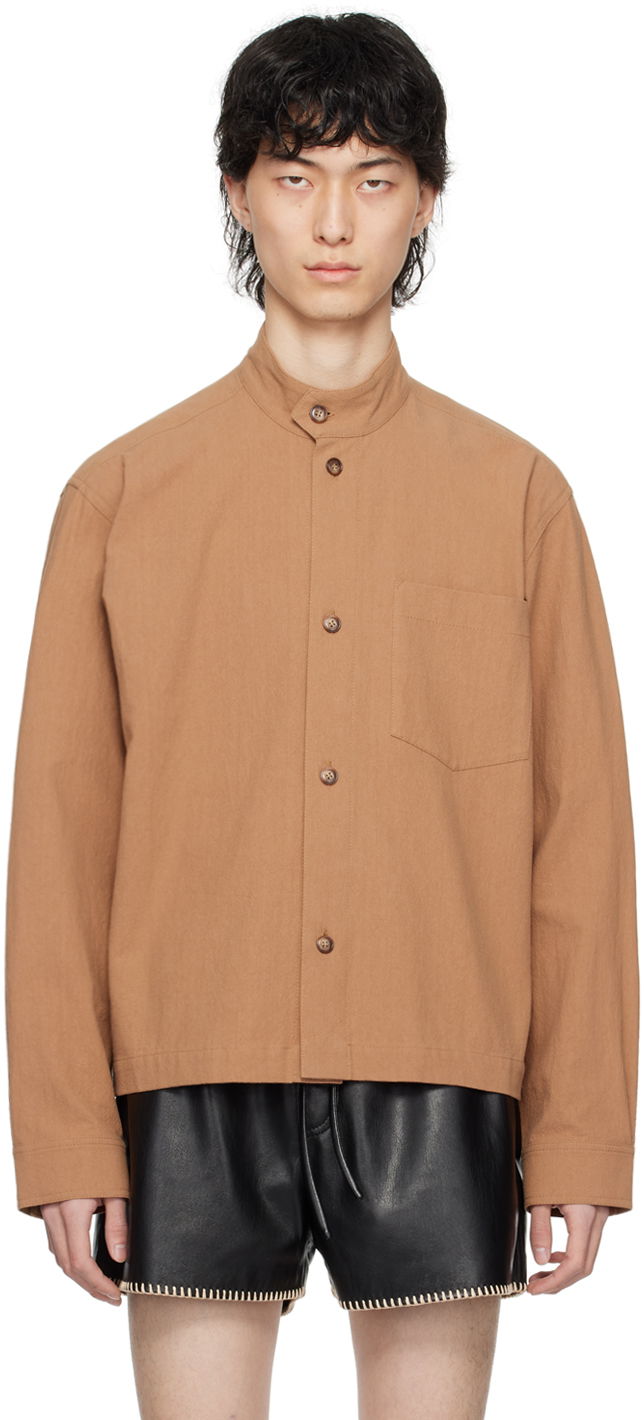 Skjorte Nanushka Band Collar Long Sleeve Shirt Brun | NM24SSSH00179, 0