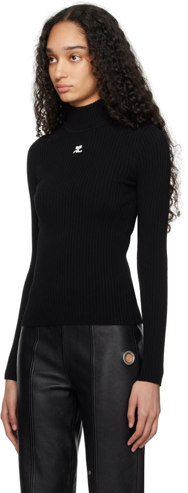 Sweater Courrèges Courrèges Reedition Rib Knit Mock Neck Sweater Sort | PERMPU022FI0001, 3