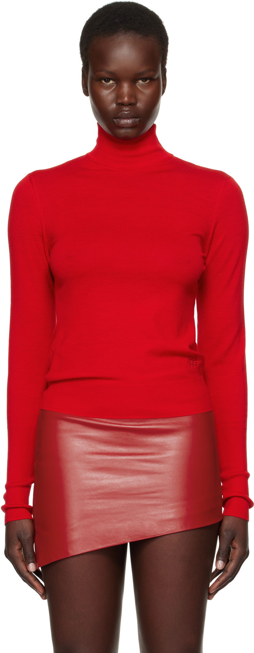 Sweater Givenchy Wool Draped Turtleneck Rød | BW90SP4ZNX640