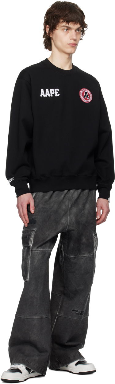 Sweatshirt AAPE by A Bathing Ape AAPE by A Bathing Ape Logo Patch Crewneck Sweatshirt Sort | AAPSWMC337XXNBKX, 3