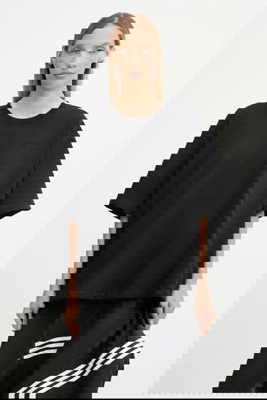 T-shirt GANNI GANNI Heavy Cotton Drop Shoulder Open Back T-Shirt Sort | T4168, 0