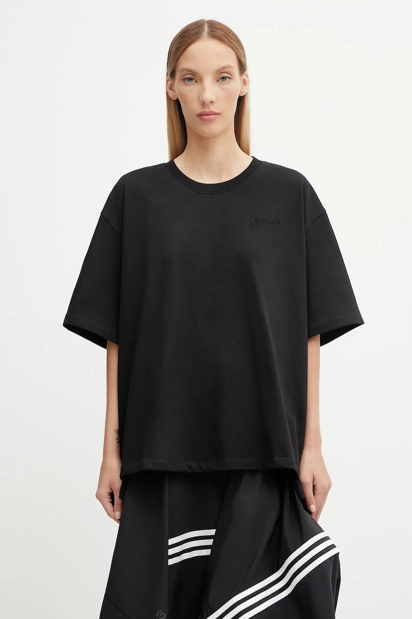 T-shirt GANNI GANNI Heavy Cotton Drop Shoulder Open Back T-Shirt Sort | T4168
