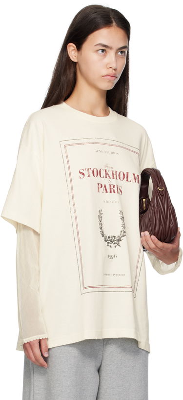 T-shirt Acne Studios Acne Studios Layered Print T-Shirt Beige | AL0496-, 1