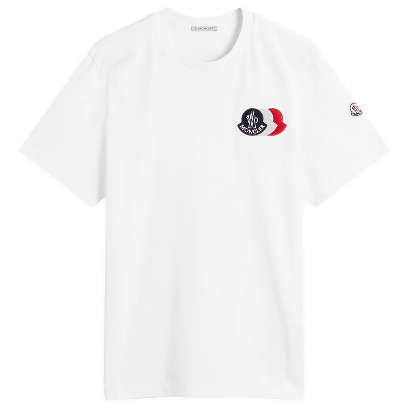 T-shirt Moncler Moncler Triple Logo Heavy Cotton T-Shirt, Size Large Hvid | 8C000-56-89AUG-034