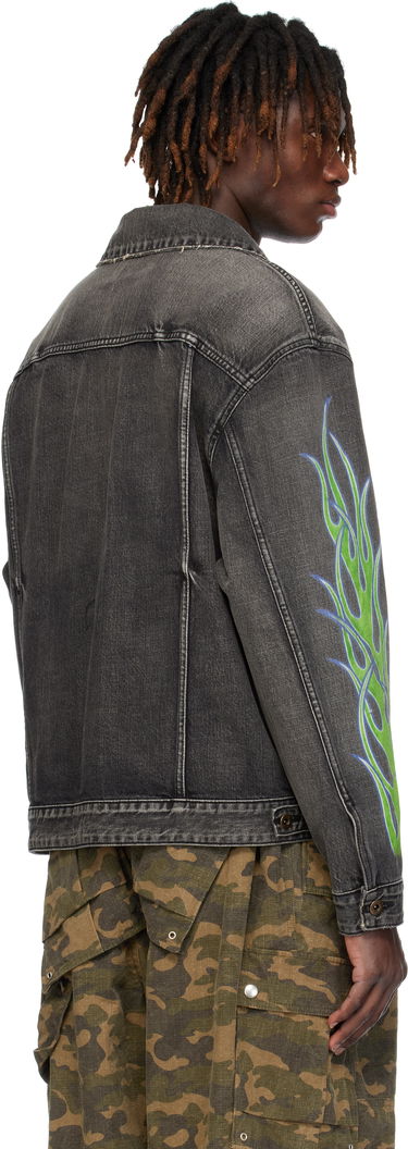 Jakke We11done We11done Blaze Logo Denim Jacket Sort | WD-DJ0-25-318-U-BK, 2