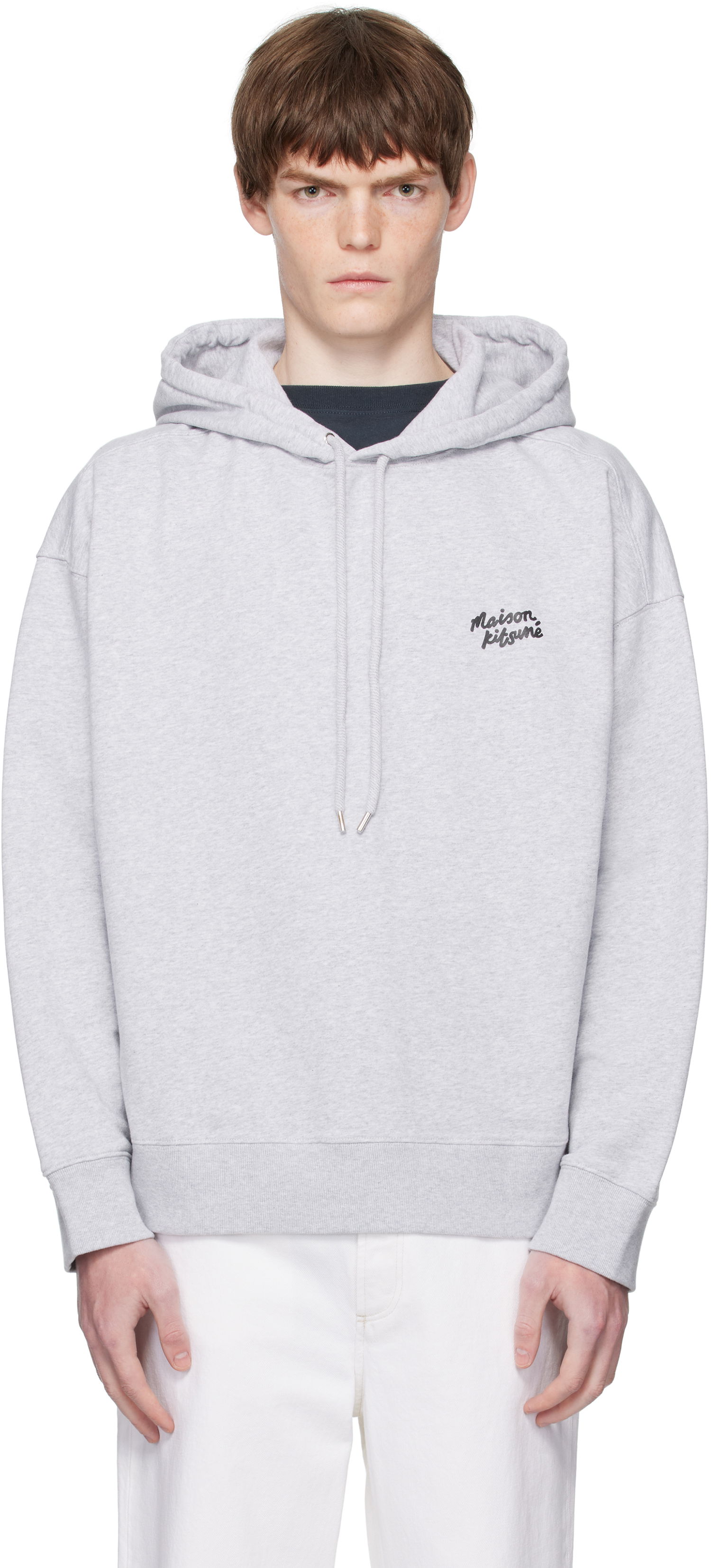 Sweatshirt MAISON KITSUNÉ Maison Kitsuné Handwriting Oversize Hoodie Grå | PM00704KM0340, 0
