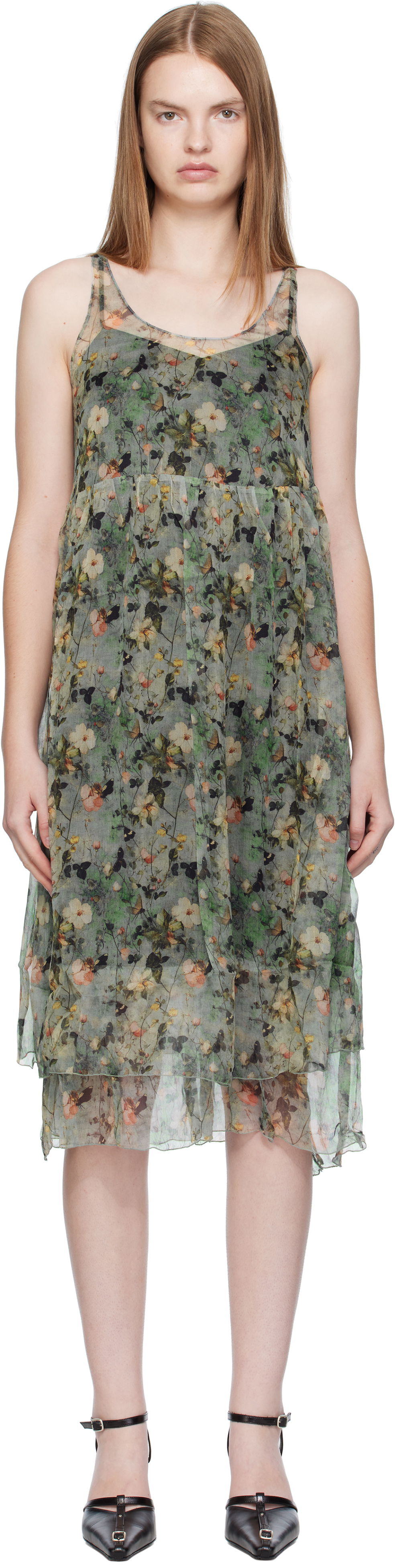 Kjole R13 R13 Gathered Tank Midi Dress Grøn | R13WR289-R588A, 0