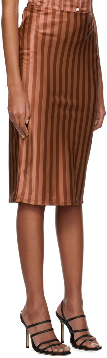 Nederdel Miaou Miaou Work Capsule Verona Striped Midi Skirt Brun | 4033SS3DVC, 1