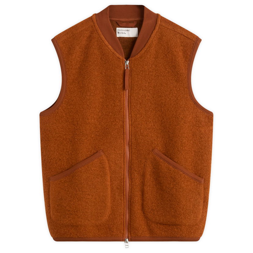 Vest Universal Works Universal Works Wool Fleece Zip Vest Brun | 00015-RST