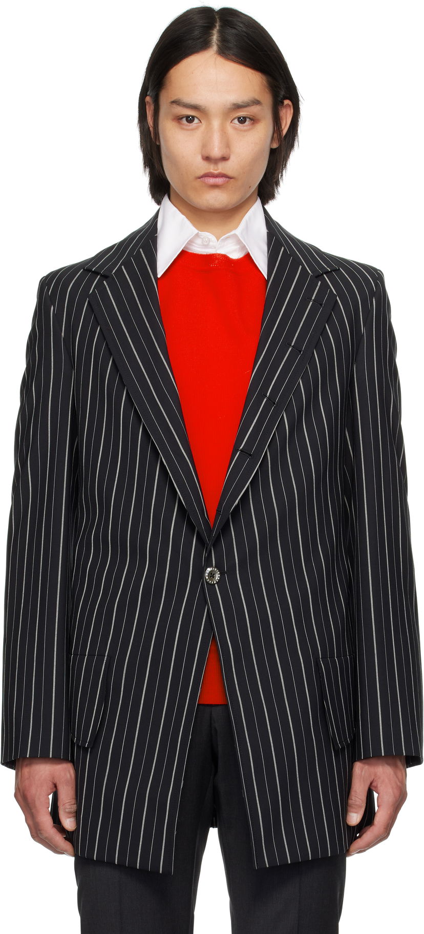 Jakke Vivienne Westwood Vivienne Westwood Pinstripe DL Blazer Sort | 2301001Y-W0123-