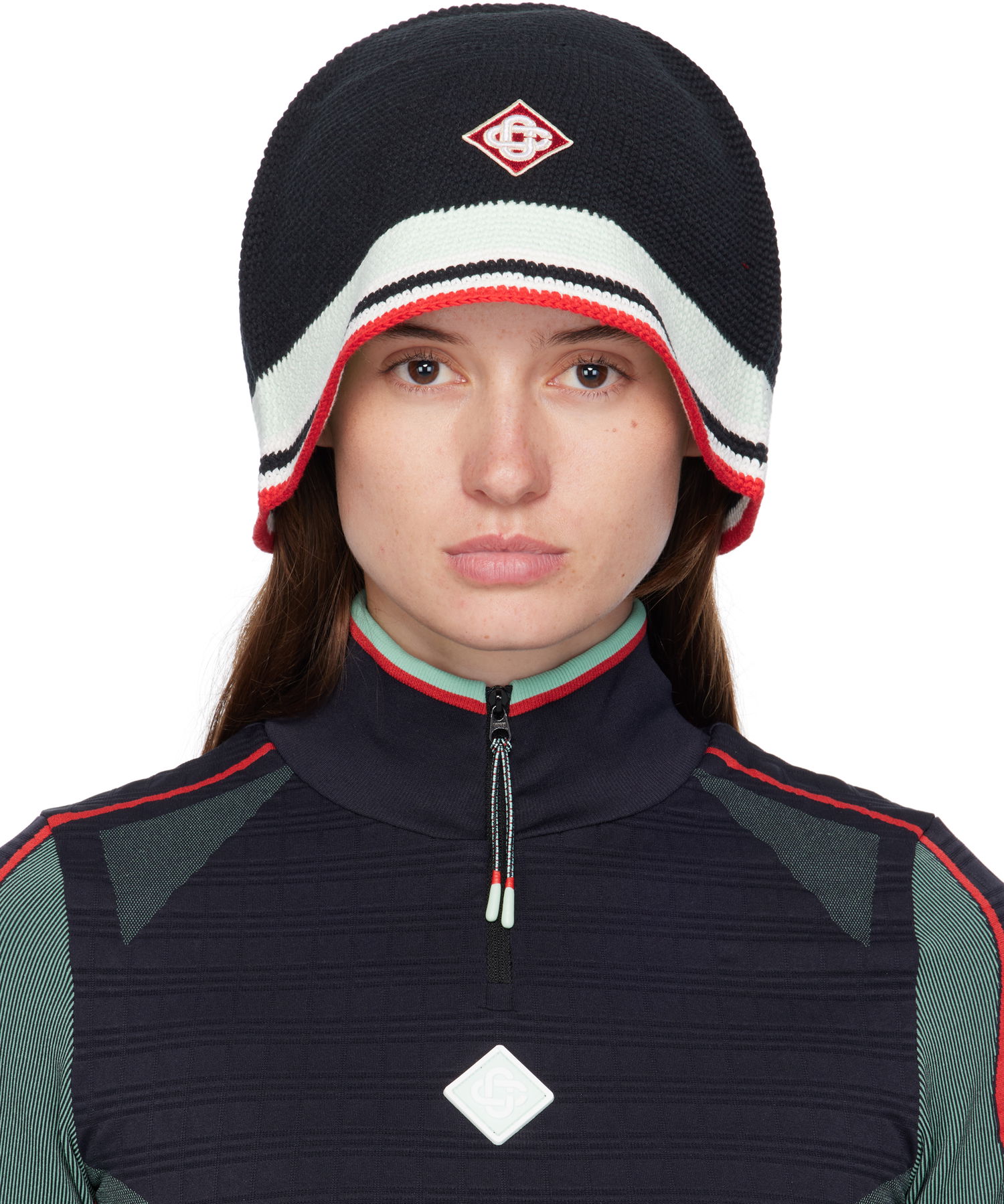 Beanie Casablanca Casablanca Stripe Crochet Beanie Flerfarvet | APF25-HAT-084-01, 0