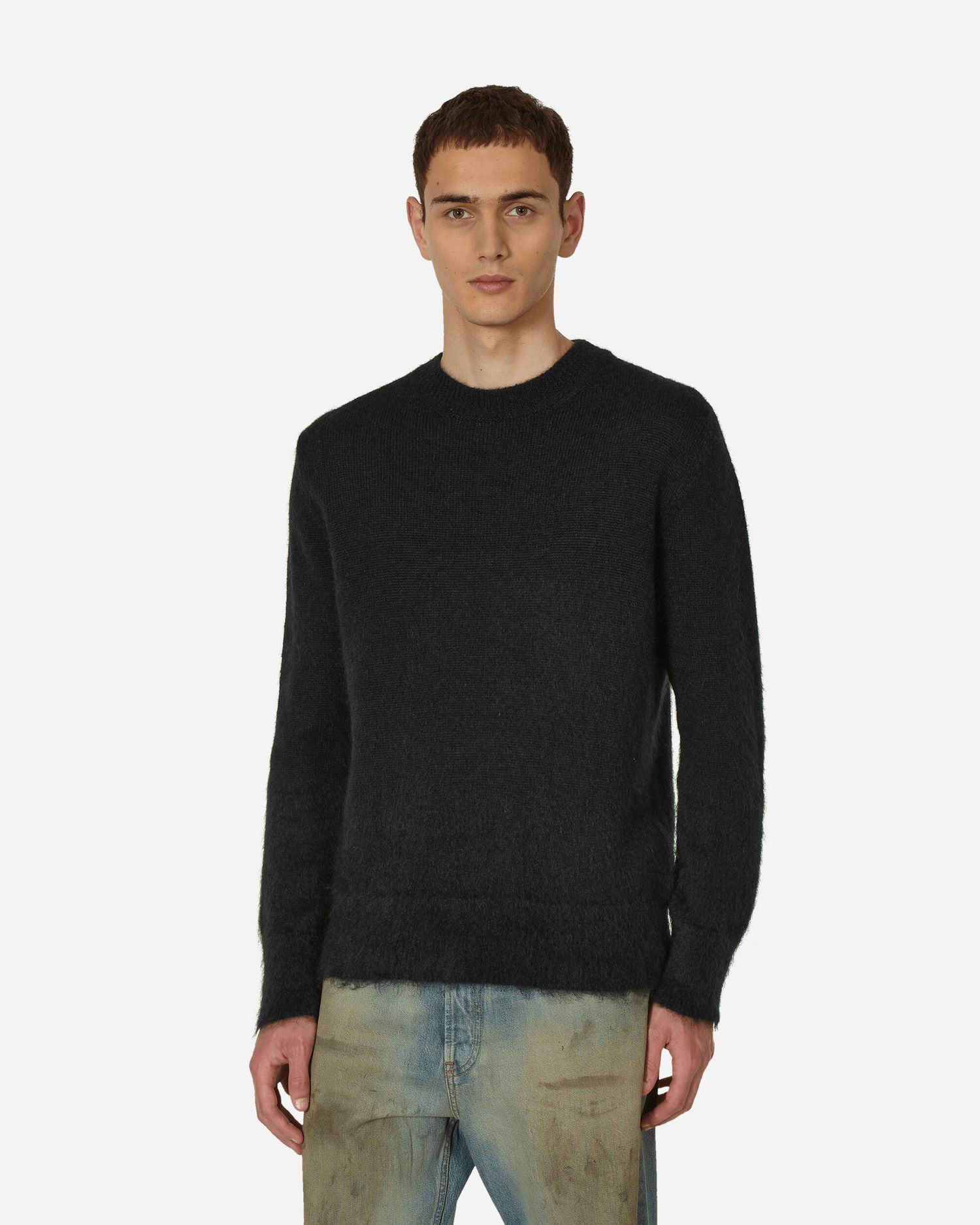 Sweater Off-White Mohair Arrow Knit Crewneck Sweater Sort | OMHE170F23KNI001 1061, 1