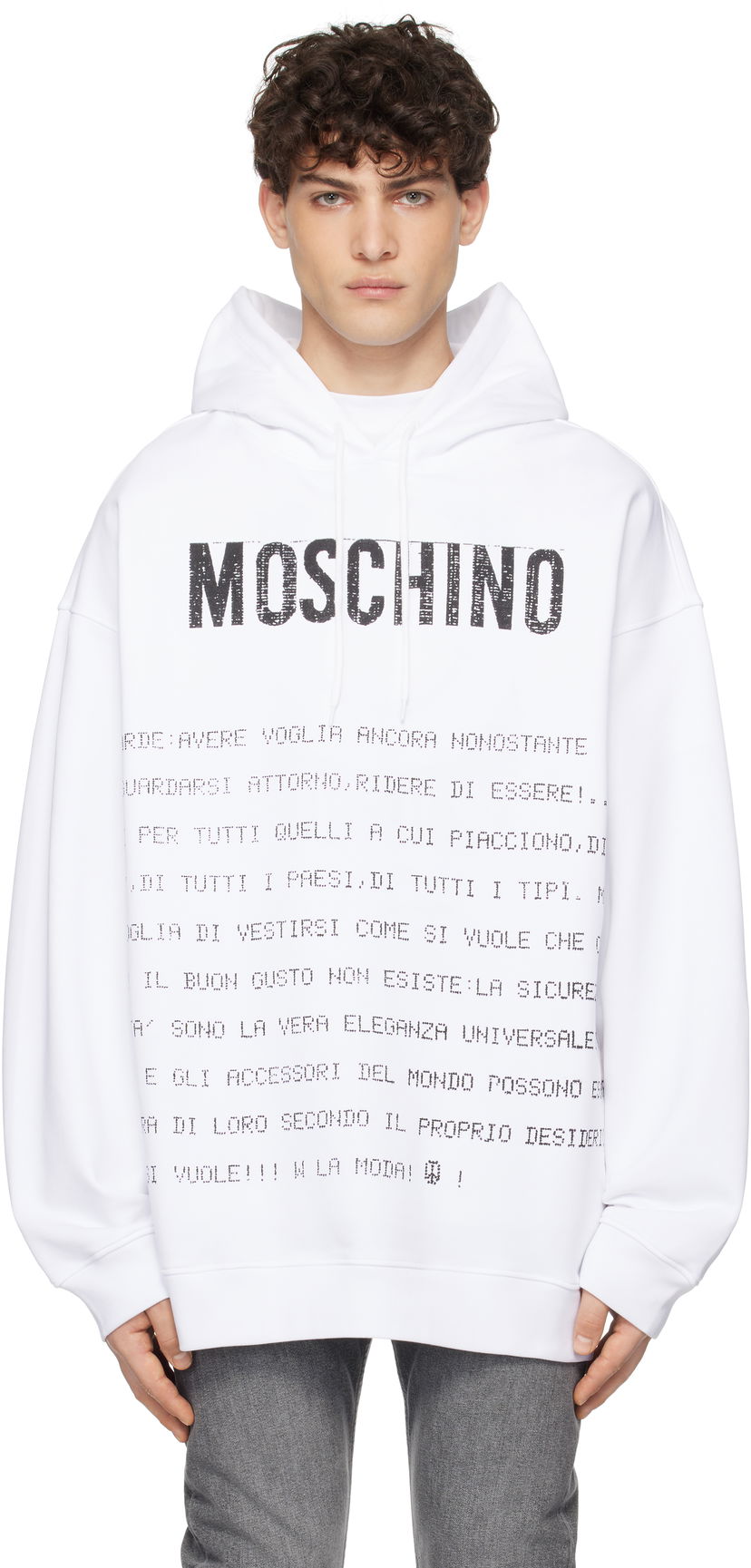 Sweatshirt Moschino Moschino Message Hoodie Hvid | 251ZZA170702281001