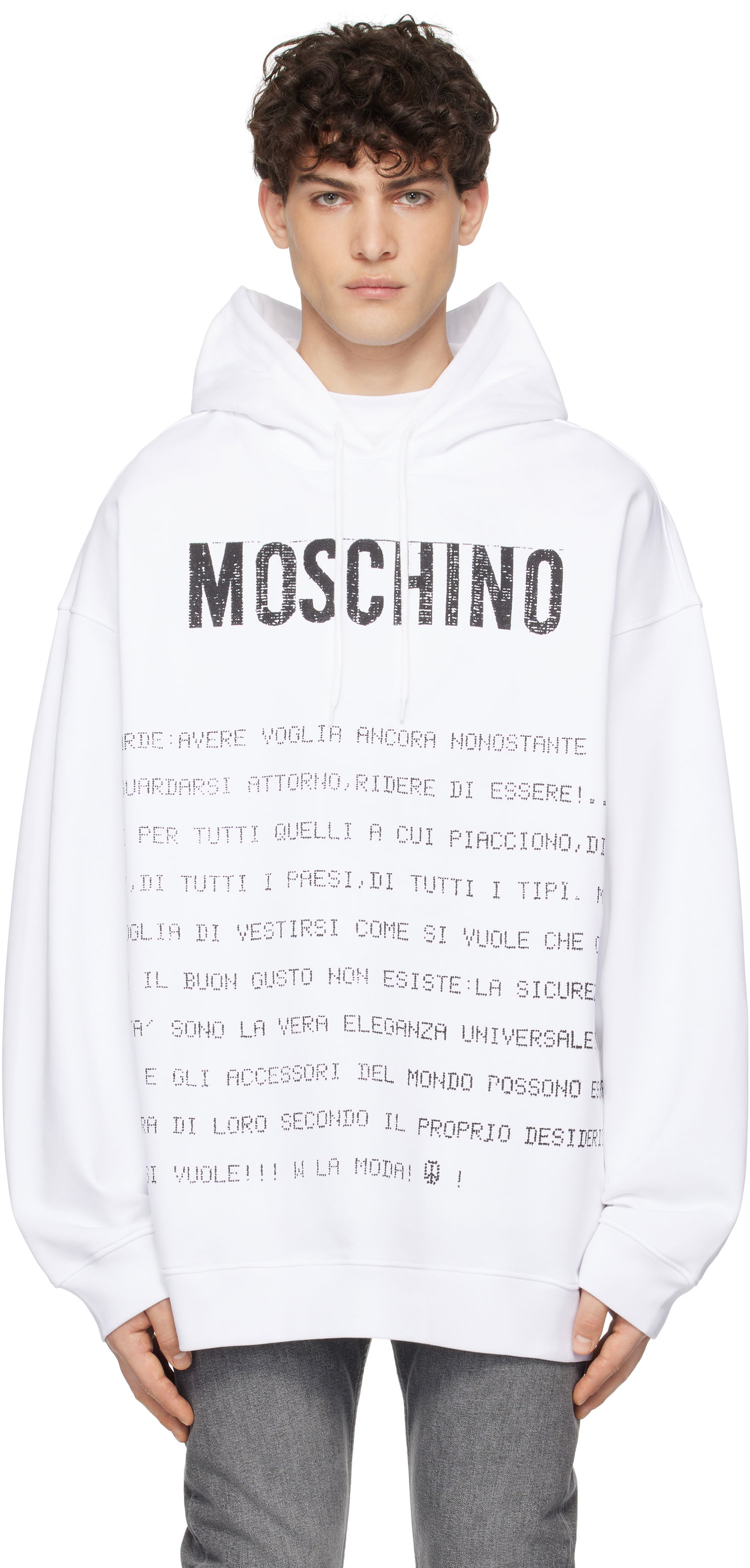 Sweatshirt Moschino Moschino Message Hoodie Hvid | 251ZZA170702281001, 0