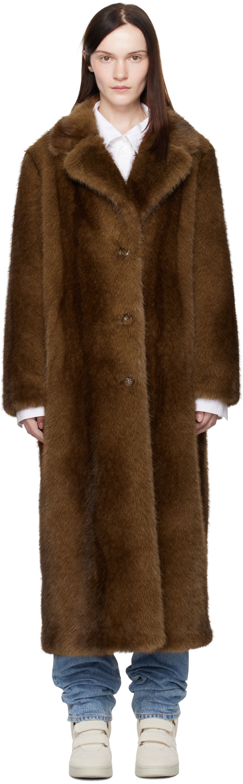 Frakker STAND STUDIO Nora Faux-Fur Coat Brun | 66410-9019