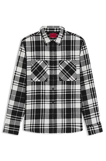 Skjorte BOSS Relaxed-fit shirt in checked cotton flannel Sort | 50549753