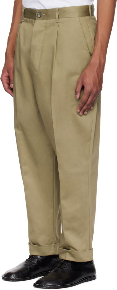 Bukser AMI AMI Paris Cotton Carrot Oversized Trousers Beige | HTR121.CO0103, 3