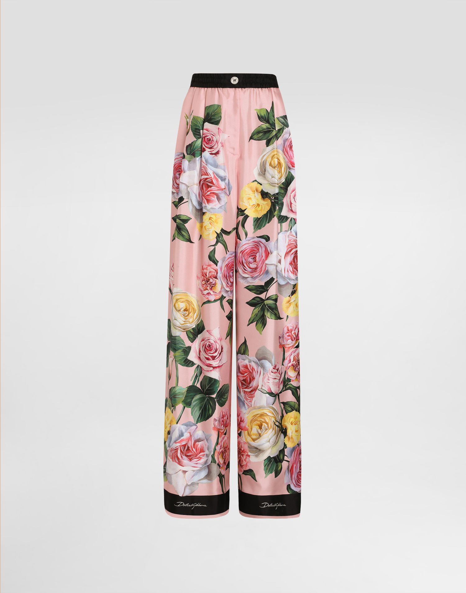 Pyjamas Dolce & Gabbana Dolce & Gabbana Silk Pajama Pants with Rose and Peony Print Lyserød | FTCISTHI1W3HF5IY, 0