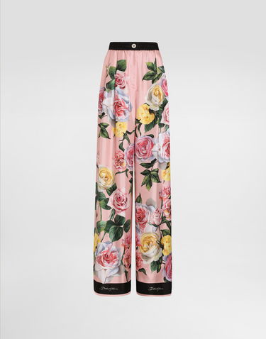 Pyjamas Dolce & Gabbana Dolce & Gabbana Silk Pajama Pants with Rose and Peony Print Lyserød | FTCISTHI1W3HF5IY, 0