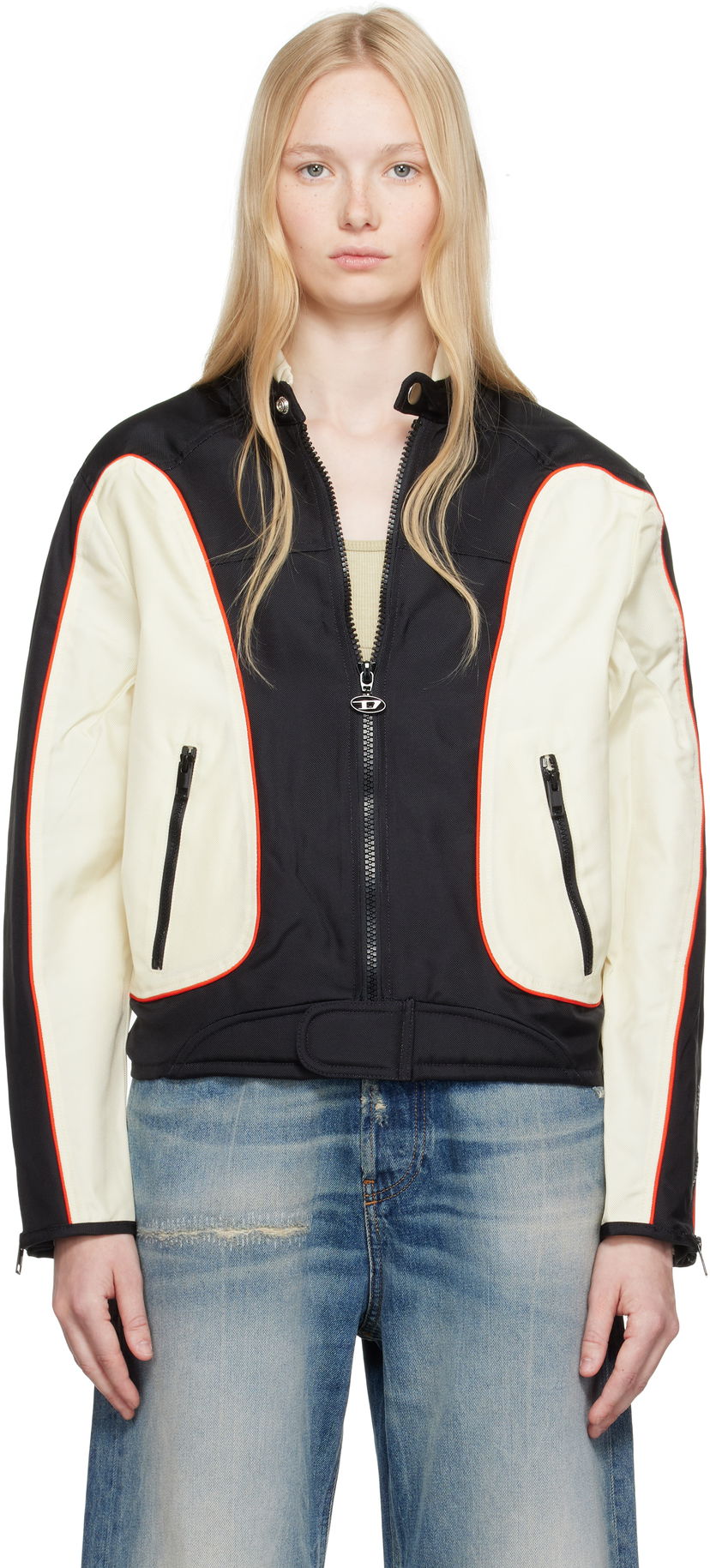 Bomberjakke Diesel Diesel J-Blink Panelled Jacket Hvid | A17369 0PDAI