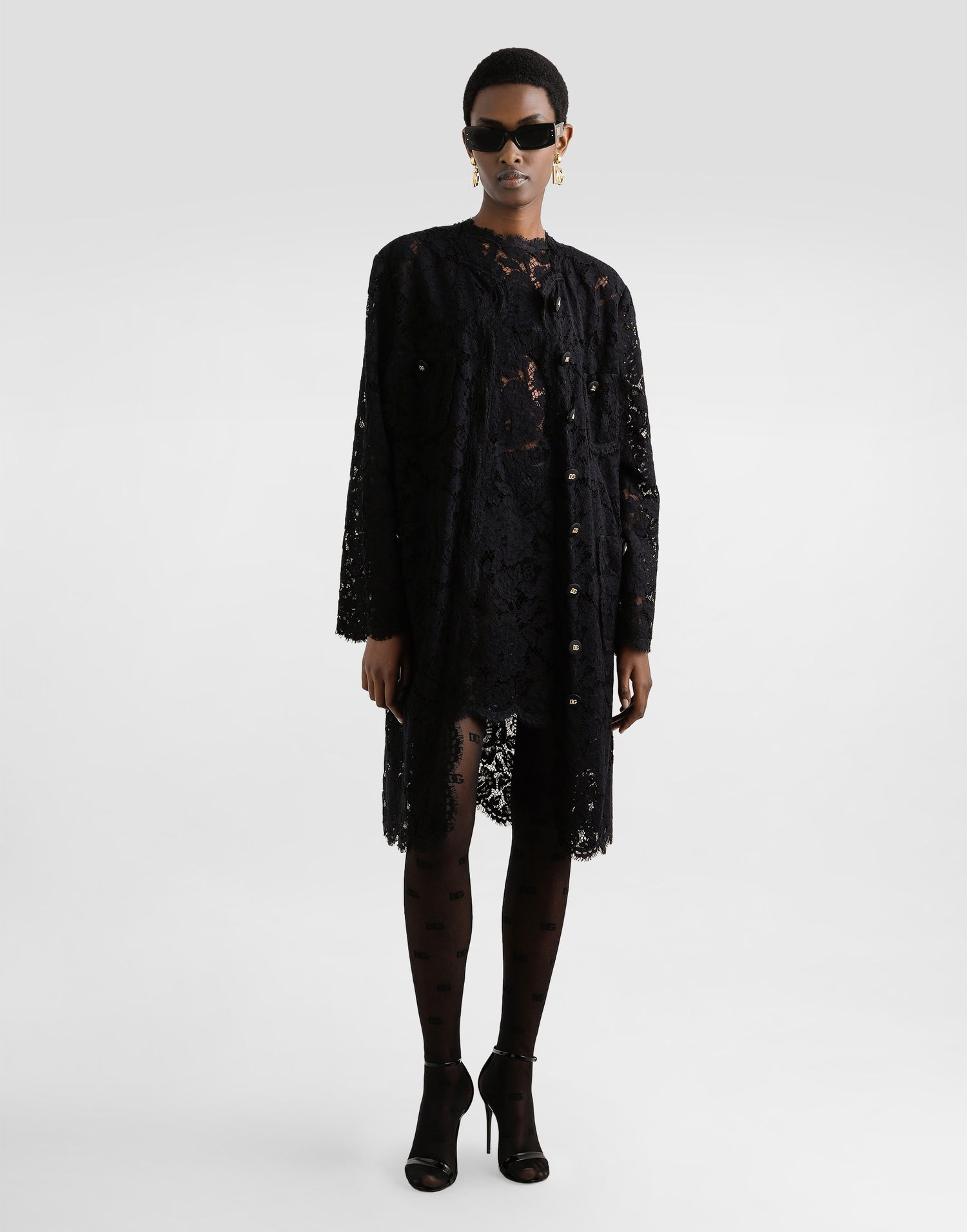 Kjole Dolce & Gabbana Dolce & Gabbana A-Line Lace Dress Sort | F6ATYTHLM7LN0000, 1