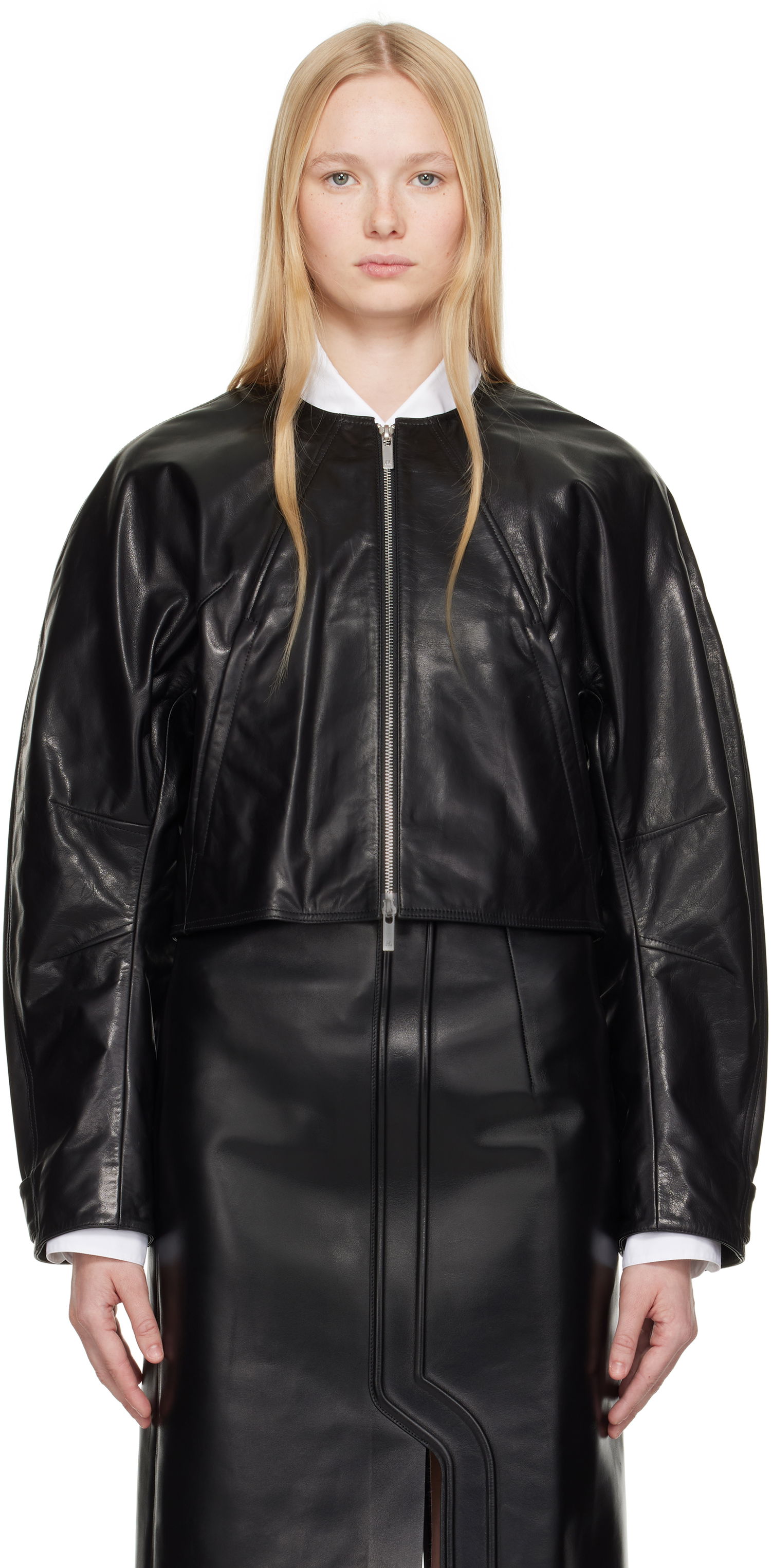 Bomberjakke Helmut Lang Helmut Lang Articulated Leather Jacket Sort | P01HW102, 0