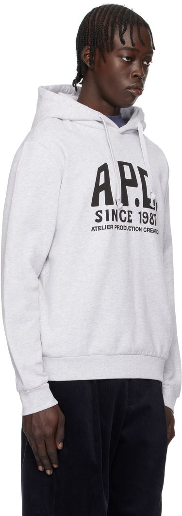 Sweatshirt A.P.C. Print Label Hoodie Grå | COHBV-M27955, 4